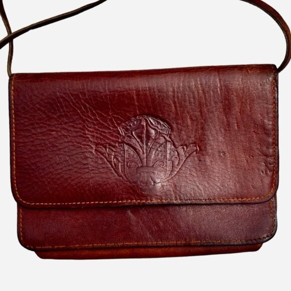 Genuine Leather Western Stamped Mini Purse Rustic Brown Cowhide Cowgirl Boho - Picture 2 of 15